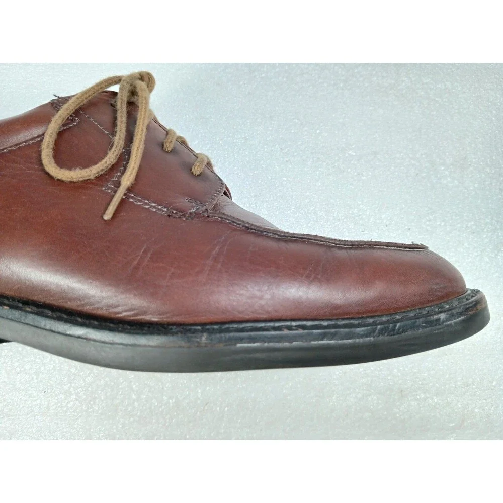 Johnston & Murphy Brown Leather Derby 9.5W Cognac Lace Up Dress Shoes